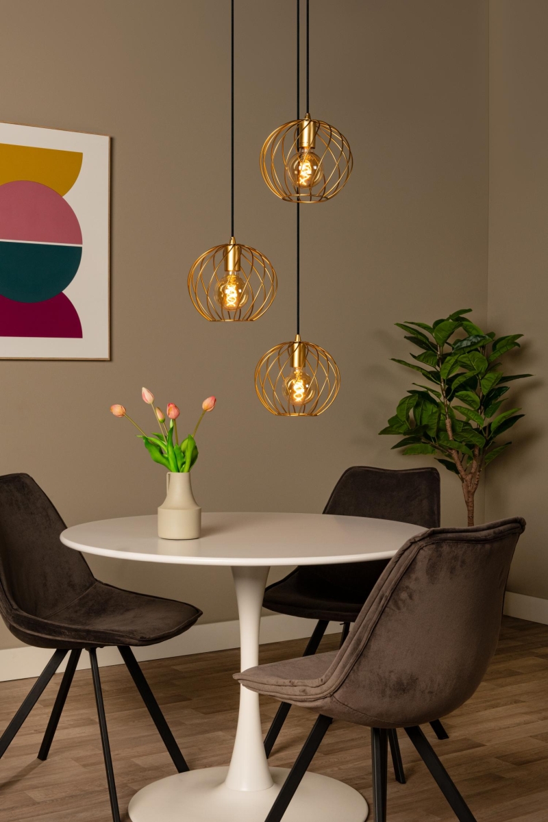 Lucide DANZA - Závesné svietidlo - Ø 50 cm - 3xE27 - matné zlato / mosadz